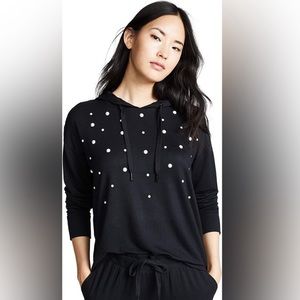 PJ Salvage women's pearl embellished black pullover soft cozy hoodie